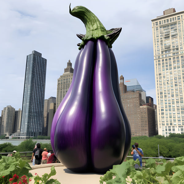 Vinyl Decal, Giant Purple Eggplant Art Print Modern Urban Cityscape Wall Decor, 5 x 7 or 8 x 10 Inch