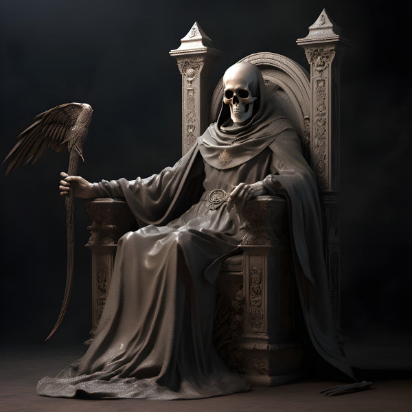 Vinyl Decal, Grim Reaper on Throne Wall Art Poster, 5 x 7 or 8 x 10 Inch Unframed Poster for Home, B