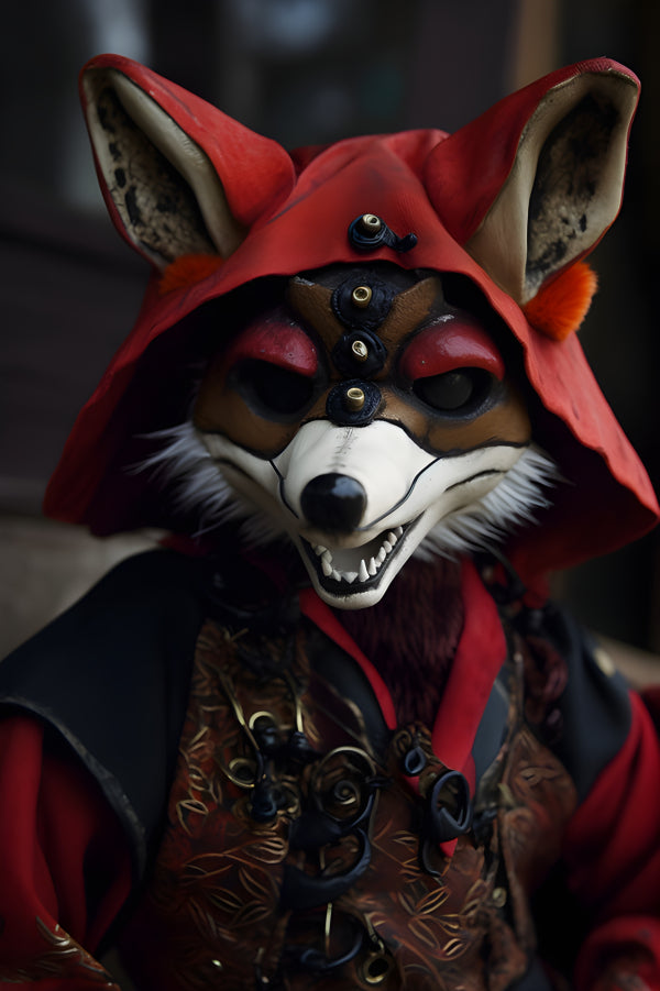 Vinyl Decal Adult Red Fox Costume Fursuit Cosplay Masquerade Outfit Detailed Animal Head Mask Full S