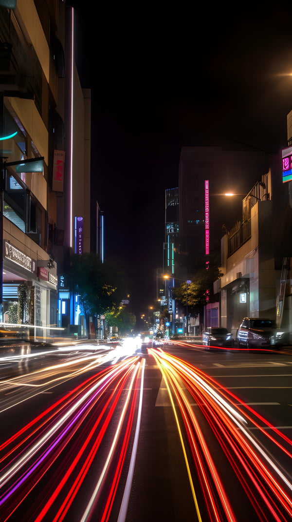 Vinyl Decal, Dynamic City Nightlife Wall Art, Modern Urban Landscape Photo Print, 5 x 7 or 8 x 10 In