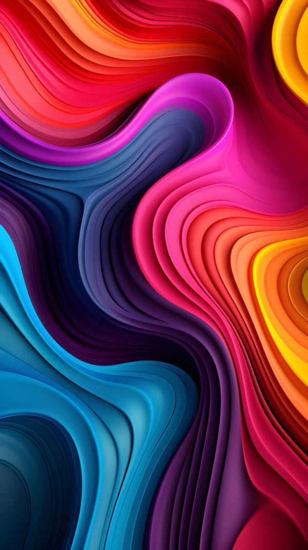 Vinyl Decal, Colorful Abstract Wave Wall Art Poster Modern 3D Gradient Swirl Design for Home Decor, 