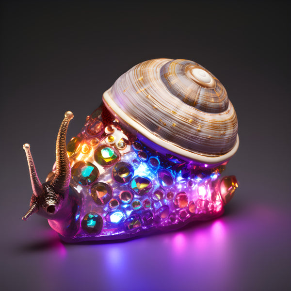 Vinyl Decal, Jewel Encrusted Snail Wall Art Poster Vibrant LED Light Up Fantasy Creature, 5 x 7 or 8