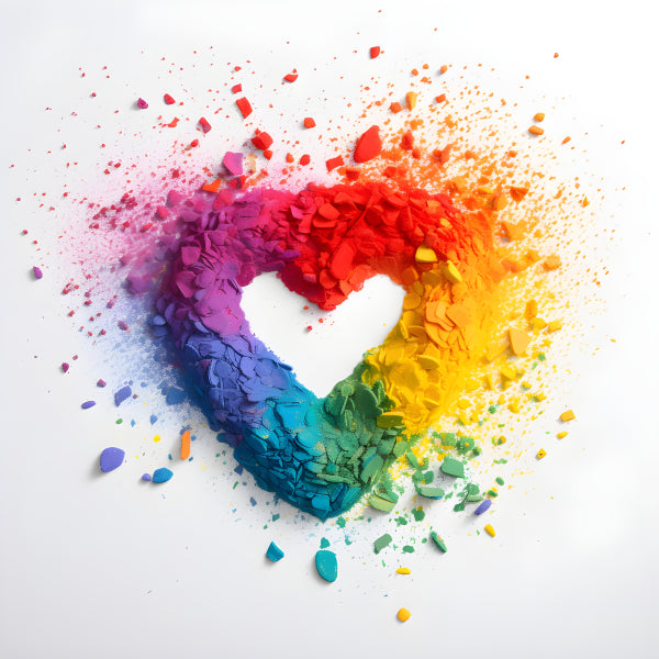 Vinyl Decal, Vibrant Colorful Rainbow Heart Powder Explosion Wall Art Poster Print Modern Home Decor