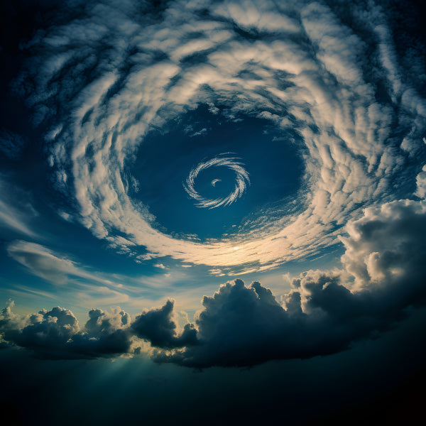 Vinyl Decal, Dramatic Spiral Sky Wall Art Poster Whirlwind Cloud Formation Modern Artistic Print, 5 