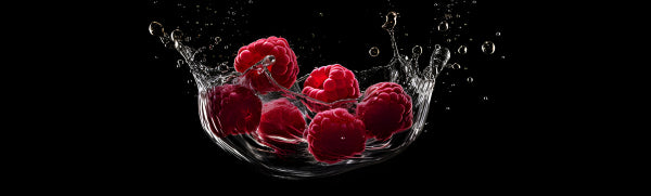 Vinyl Decal, Vibrant Red Raspberries Fresh Water Splash Kitchen Wall Art Poster Print, 5 x 7 or 8 x 