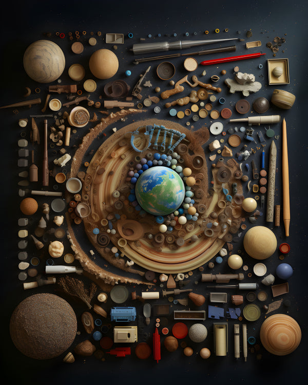 Vinyl Decal, Upcycled Earth Art Poster Modern Planetary Recycling Themed Wall Decor, 5 x 7 or 8 x 10