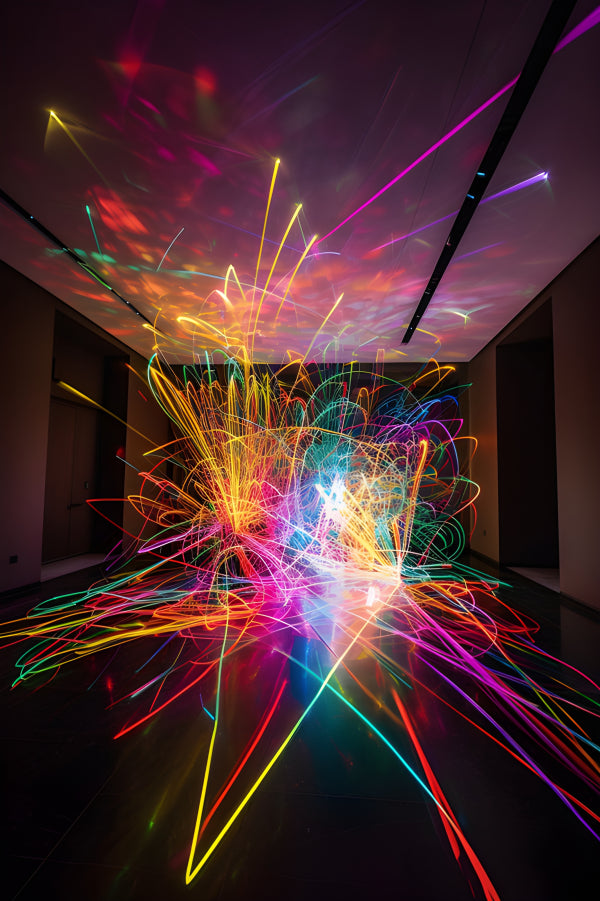Vinyl Decal, Vibrant Abstract Light Explosion Wall Art Poster Colorful Energy Burst Room Decor, 5 x 