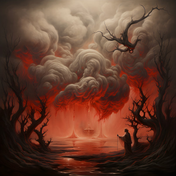 Vinyl Decal, Surrealism Wall Art Fantastical Void Vascular Scenery Red Canvas Print, 5 x 7 or 8 x 10