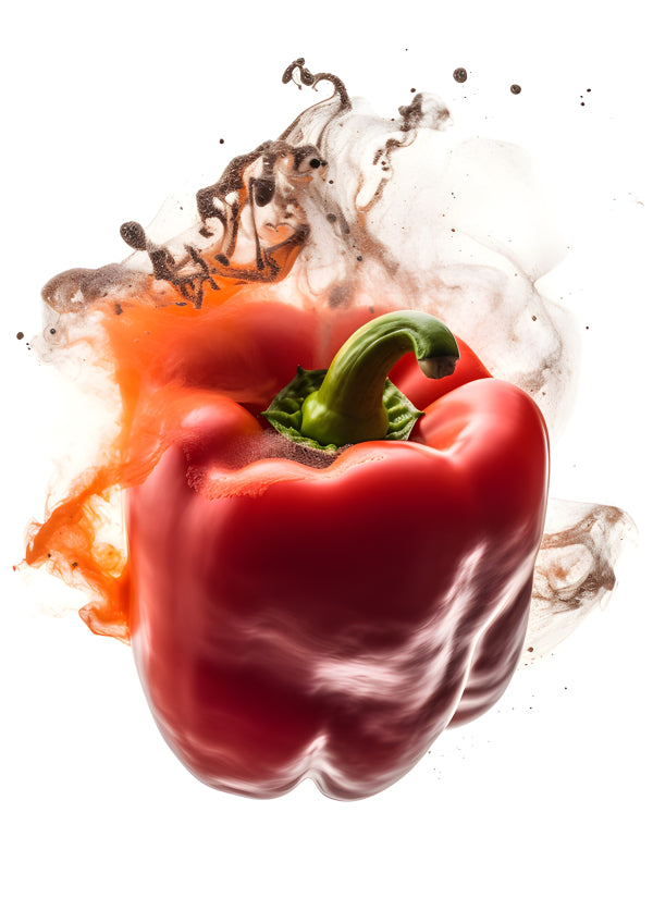 Vinyl Decal, Vibrant Red Bell Pepper Splash Kitchen Wall Art Poster, 5 x 7 or 8 x 10 Inch Unframed P
