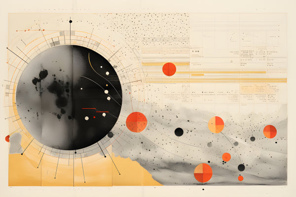 Vinyl Decal, Modern Abstract Celestial Art Print Cosmic Galaxy Star System Diagram Wall Decor Poster