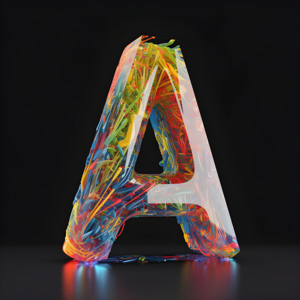 Vinyl Decal, Vibrant Colorful Liquid Letter A Wall Art Poster, 5 x 7 or 8 x 10 Inch Unframed Poster 