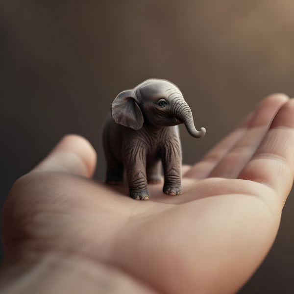 Vinyl Decal, Tiny Adorable Elephant in Hand Wall Art Poster, 5 x 7 or 8 x 10 Inch Unframed Poster fo