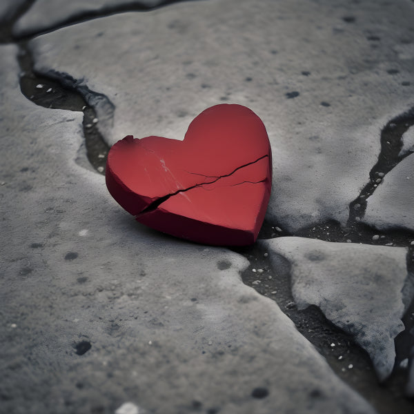 Vinyl Decal, Broken Heart Wall Art Poster Sadness Emotion Love Loss Artwork, 5 x 7 or 8 x 10 Inch Un