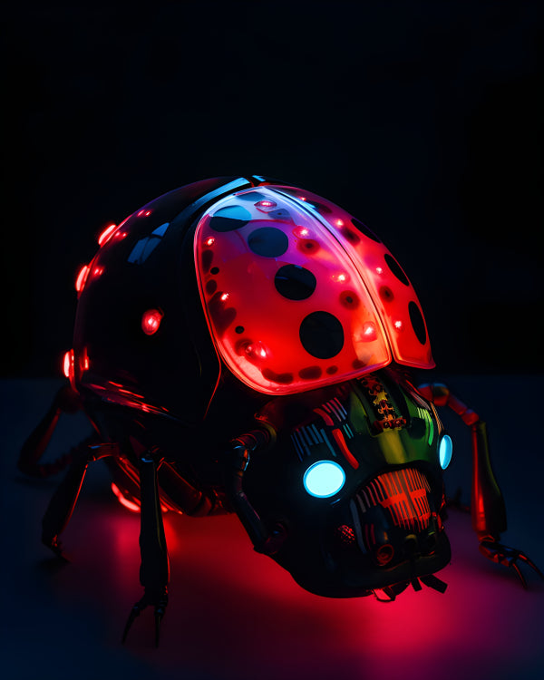 Vinyl Decal, Robot Ladybug Wall Art Poster Sci-Fi Futuristic Print, 5 x 7 or 8 x 10 Inch Unframed Po