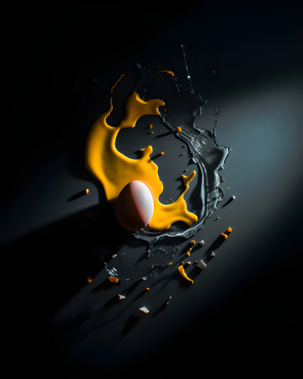 Vinyl Decal, Modern Abstract Egg Splash Wall Art Dramatic Kitchen Decor Poster Print, 5 x 7 or 8 x 1