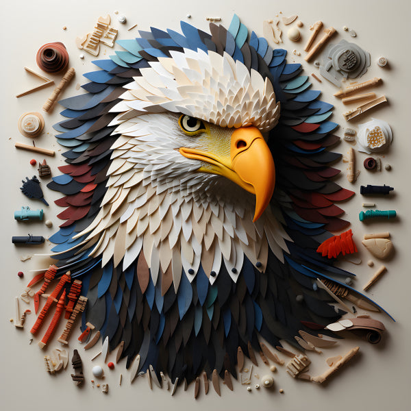 Vinyl Decal, Bald Eagle Wall Art Poster Paper Cut Design American Bird Home Decor, 5 x 7 or 8 x 10 I
