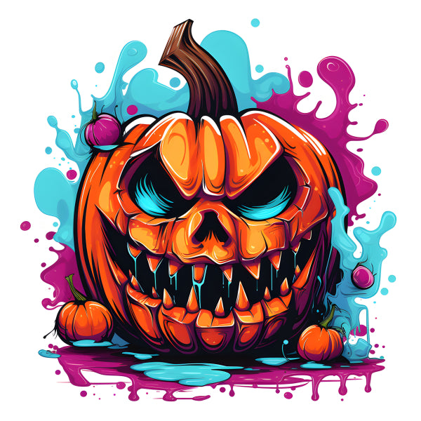 Vinyl Decal, Spooky Monster Pumpkin Halloween Wall Art Poster, 5 x 7 or 8 x 10 Inch Unframed Poster 