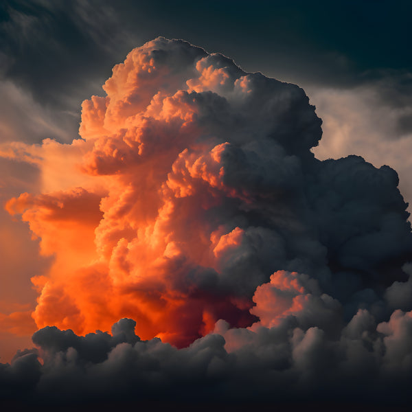 Vinyl Decal, Dramatic Fiery Sunset Clouds Wall Art Poster Vibrant Orange Sky Nature, 5 x 7 or 8 x 10
