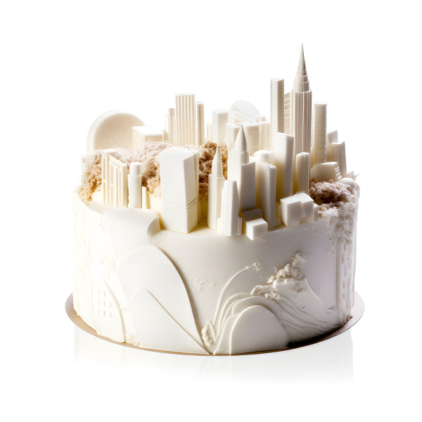 Vinyl Decal, White Cityscape Cake Wall Art Poster, 5 x 7 or 8 x 10 Inch Unframed Poster for Home, Be