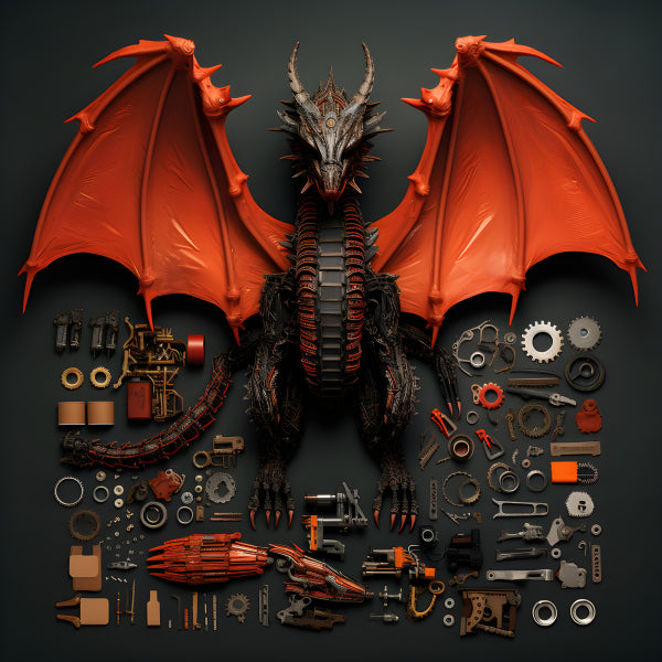 Vinyl Decal, Steampunk Dragon Wall Art Poster Vintage Mechanical Gear Gothic Fantasy Home Decor Prin