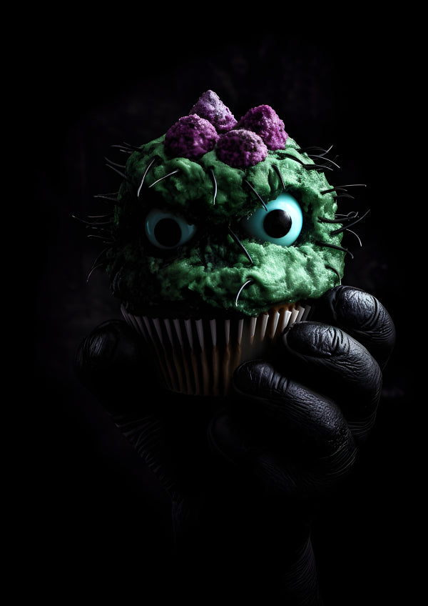 Vinyl Decal, Creepy Green Cupcake Unique Gothic Decor Print, 5 x 7 or 8 x 10 Inch Unframed Poster fo