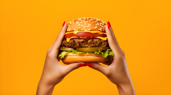 Vinyl Decal, Gourmet Style Classic Cheeseburger - Delicious, Ready-to-Eat Meal Option, 5 x 7 or 8 x 