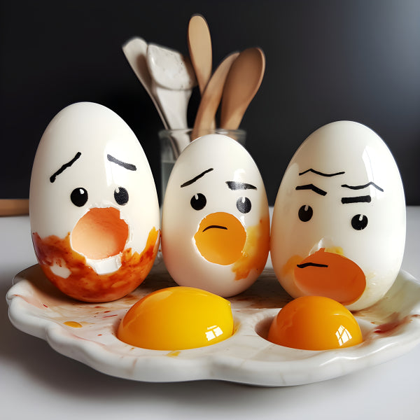 Vinyl Decal, Whimsical Expressive Egg Novelty Set Wall Art Poster - Fun Kitchen Decor & Stress, 5 x 