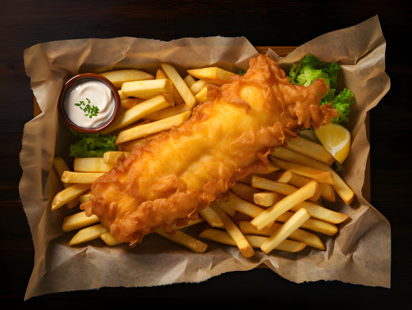 Vinyl Decal, Classic Golden Fried Fish and Chips Culinary Kitchen Wall Art Decor Poster Print, 5 x 7