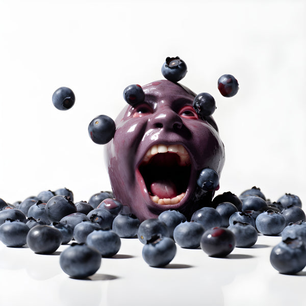Vinyl Decal, Unique Abstract Blueberry Face Sculpture Wall Art Print, Modern Surreal Kitchen Decor P