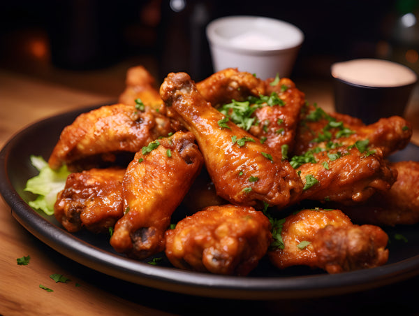 Vinyl Decal, Deliciously Crispy Chicken Wings Kitchen Wall Art Poster Vibrant Food Photography Print