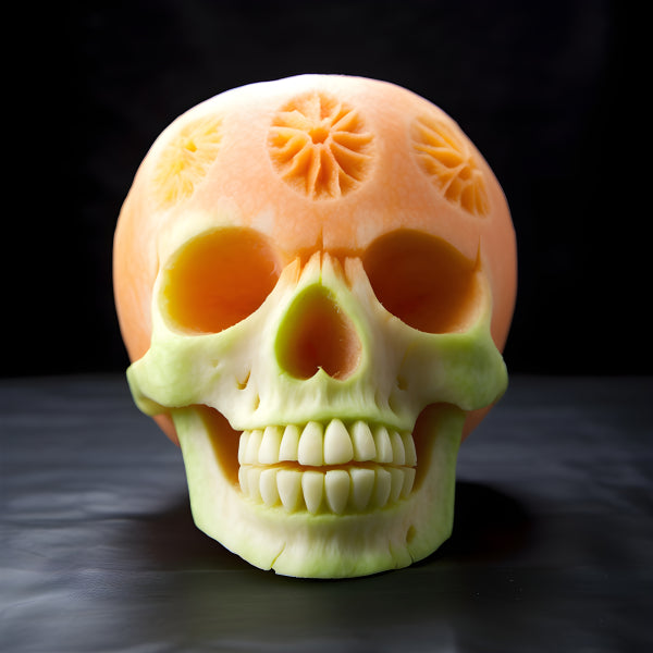 Vinyl Decal, Unique Melon Skull Carving Art Print Wall Decor Vibrant Botanical Skull Poster, 5 x 7 o