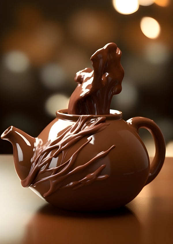 Vinyl Decal, Decadent Chocolate Teapot Kitchen Wall Art Print Elegant Dessert Decor Poster, 5 x 7 or