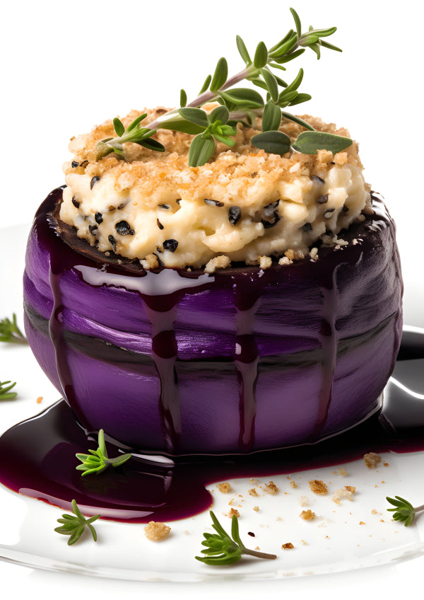 Vinyl Decal, Gourmet Stuffed Purple Onion Food Photography Wall Art Print, Modern Culinary Poster, 5