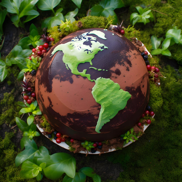Vinyl Decal, Stunning Earth Globe Nature Wall Art Print - Vibrant Green and Brown Planet Artwork Pos