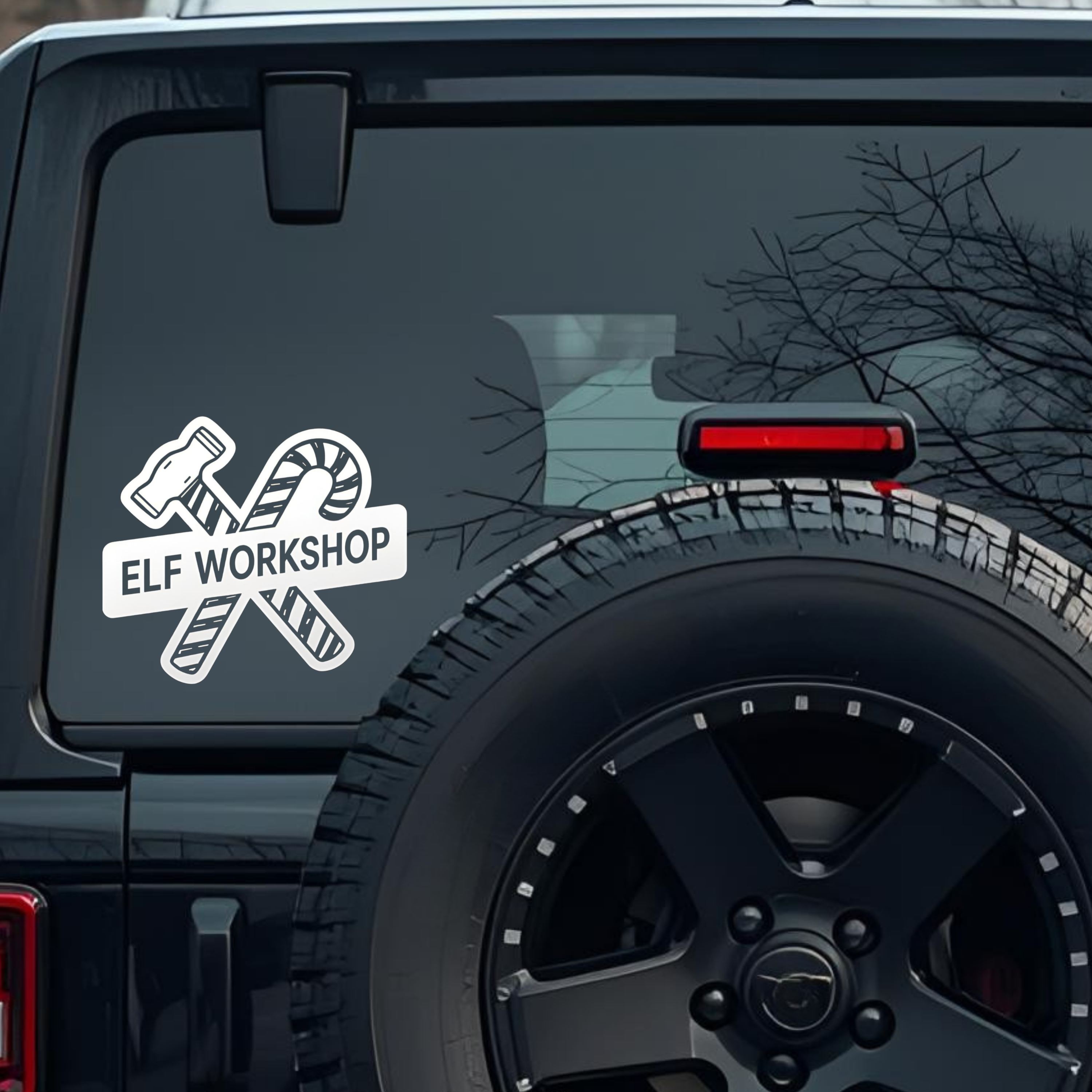 Elf Workshop Large 6 inch Premium Decal Sticker For Car Bumper Window Rear Windshield Stickers, Warn
