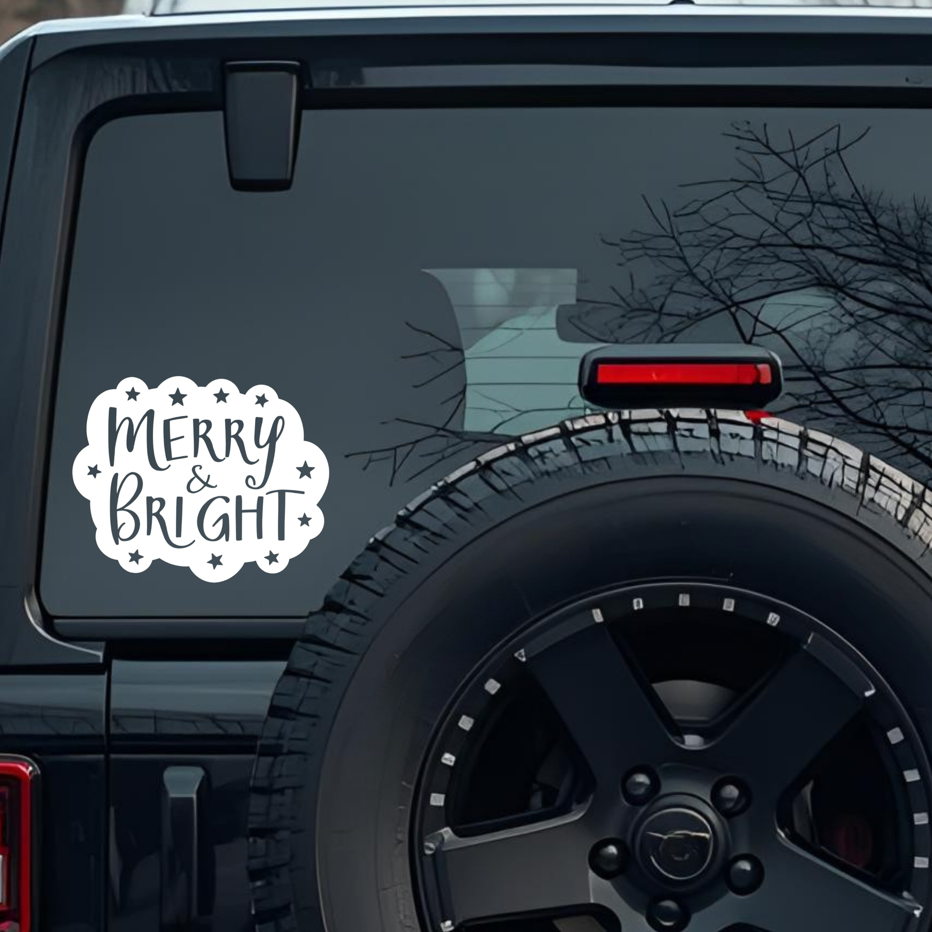 Merry & Bright Large 6 inch Premium Decal Sticker For Car Bumper Window Rear Windshield Stickers, Wa