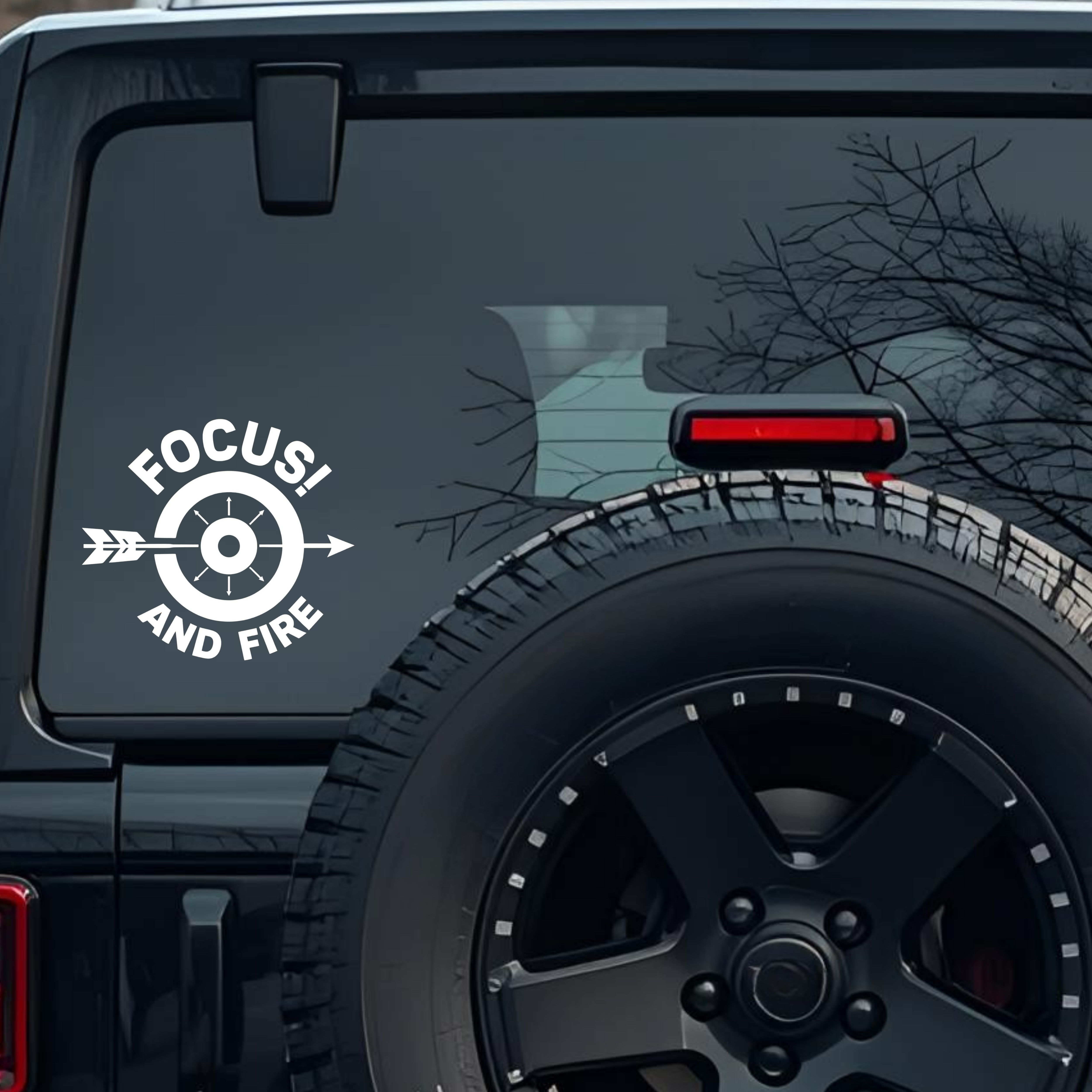 Focus and Fire Large 6 inch Premium Decal Sticker For Car Bumper Window Rear Windshield Stickers, Wa