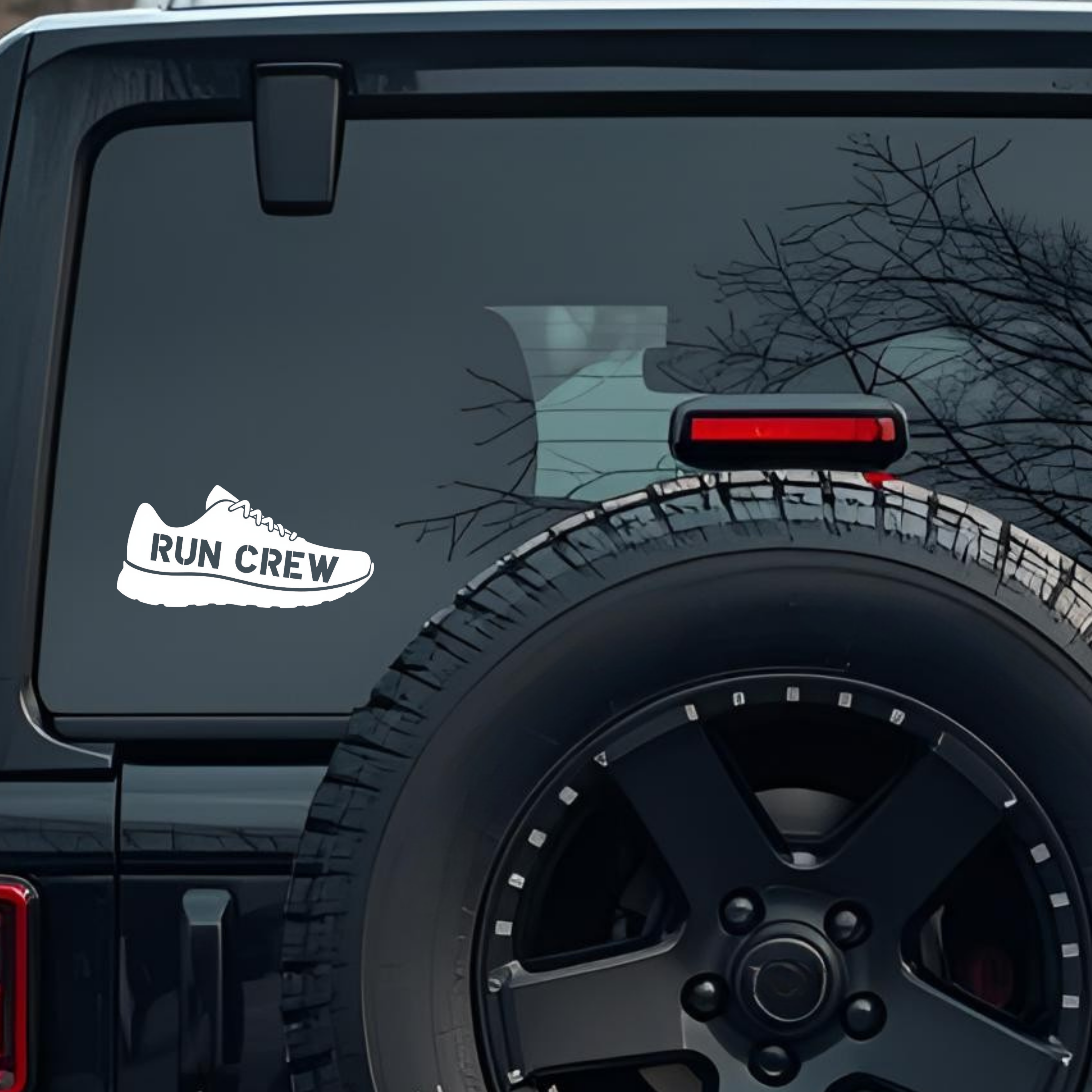 Run Crew Large 6 inch Premium Decal Sticker For Car Bumper Window Rear Windshield Stickers, Warning 