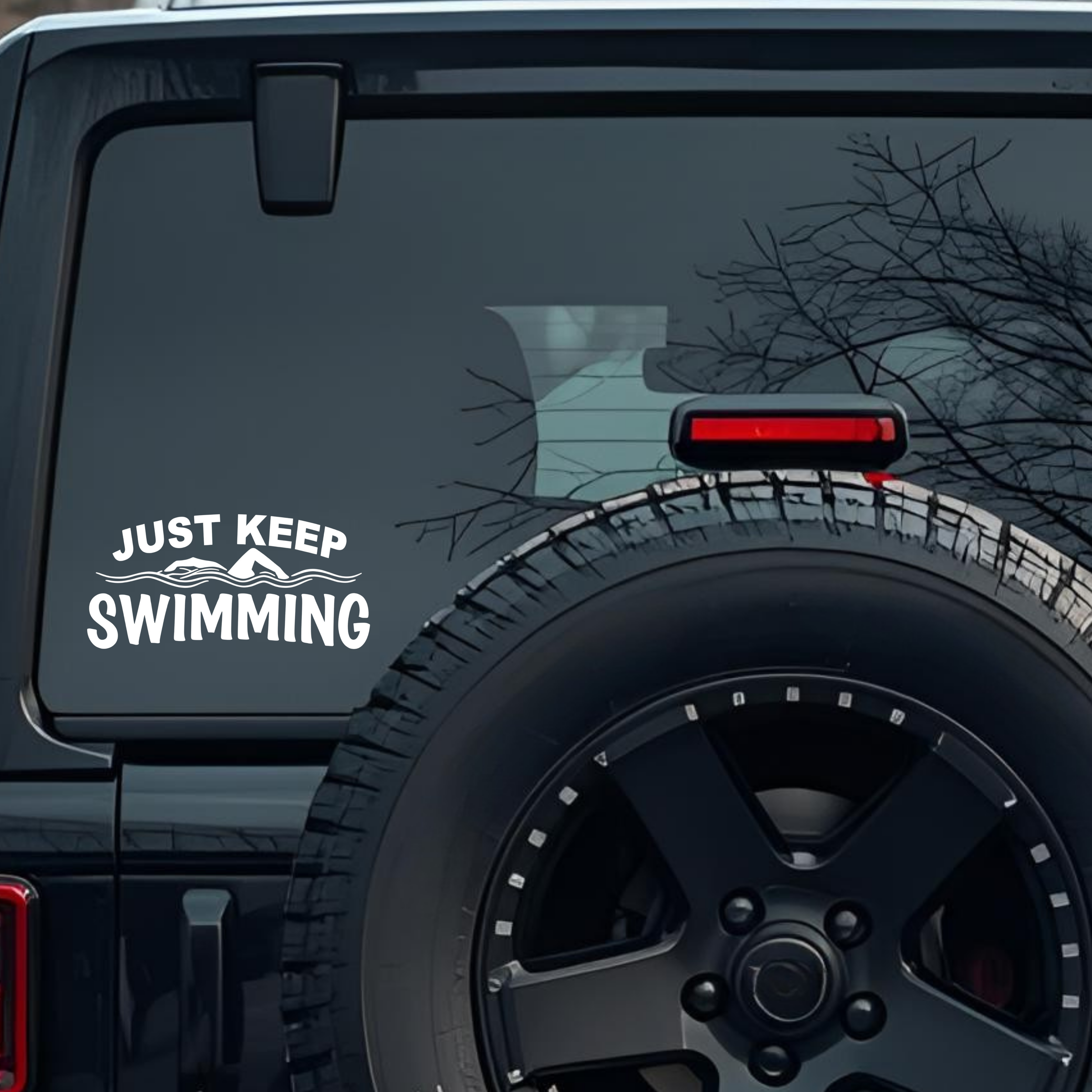 Just Keep Swimming Large 6 inch Premium Decal Sticker For Car Bumper Window Rear Windshield Stickers