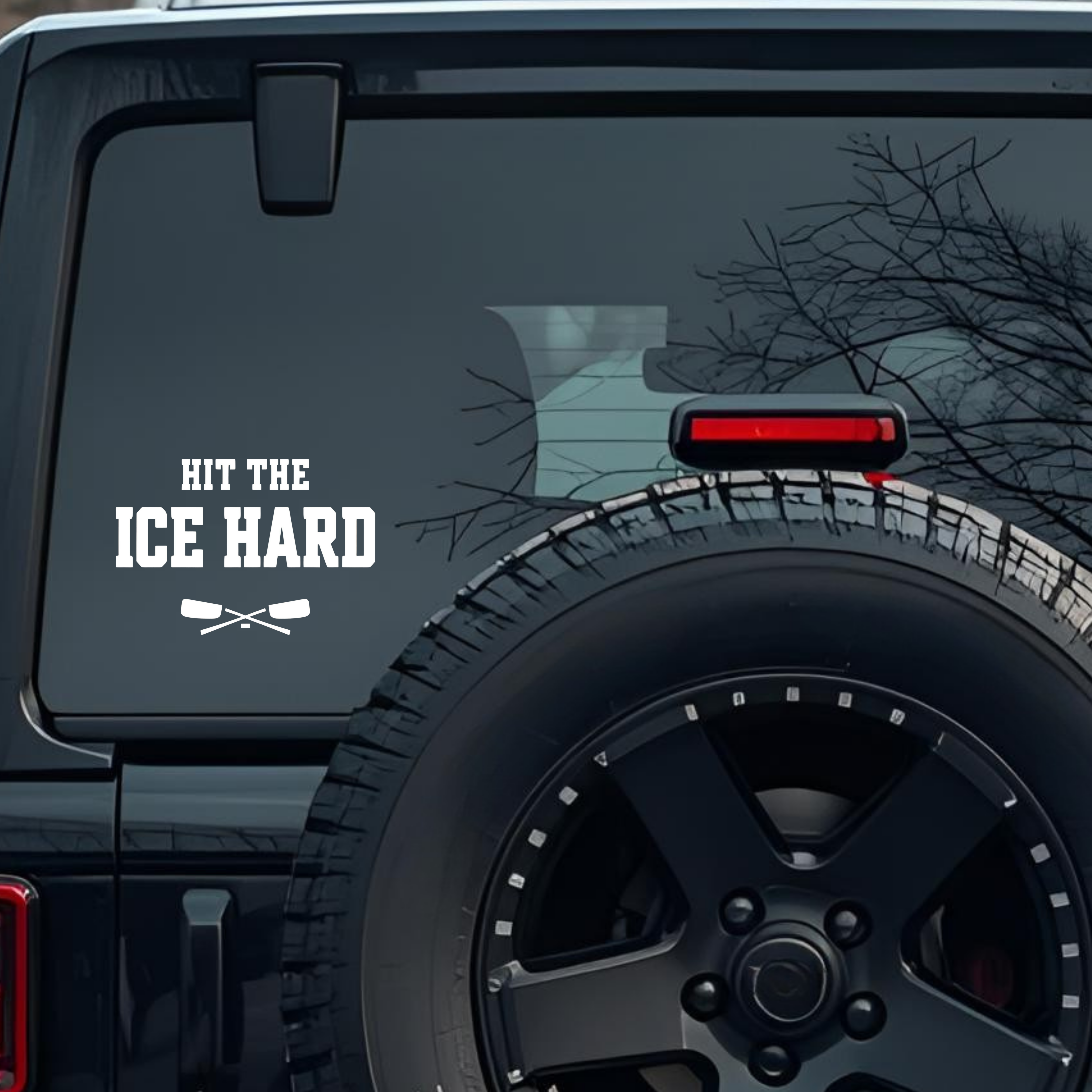 Hit the Ice Hard Large 6 inch Premium Decal Sticker For Car Bumper Window Rear Windshield Stickers, 