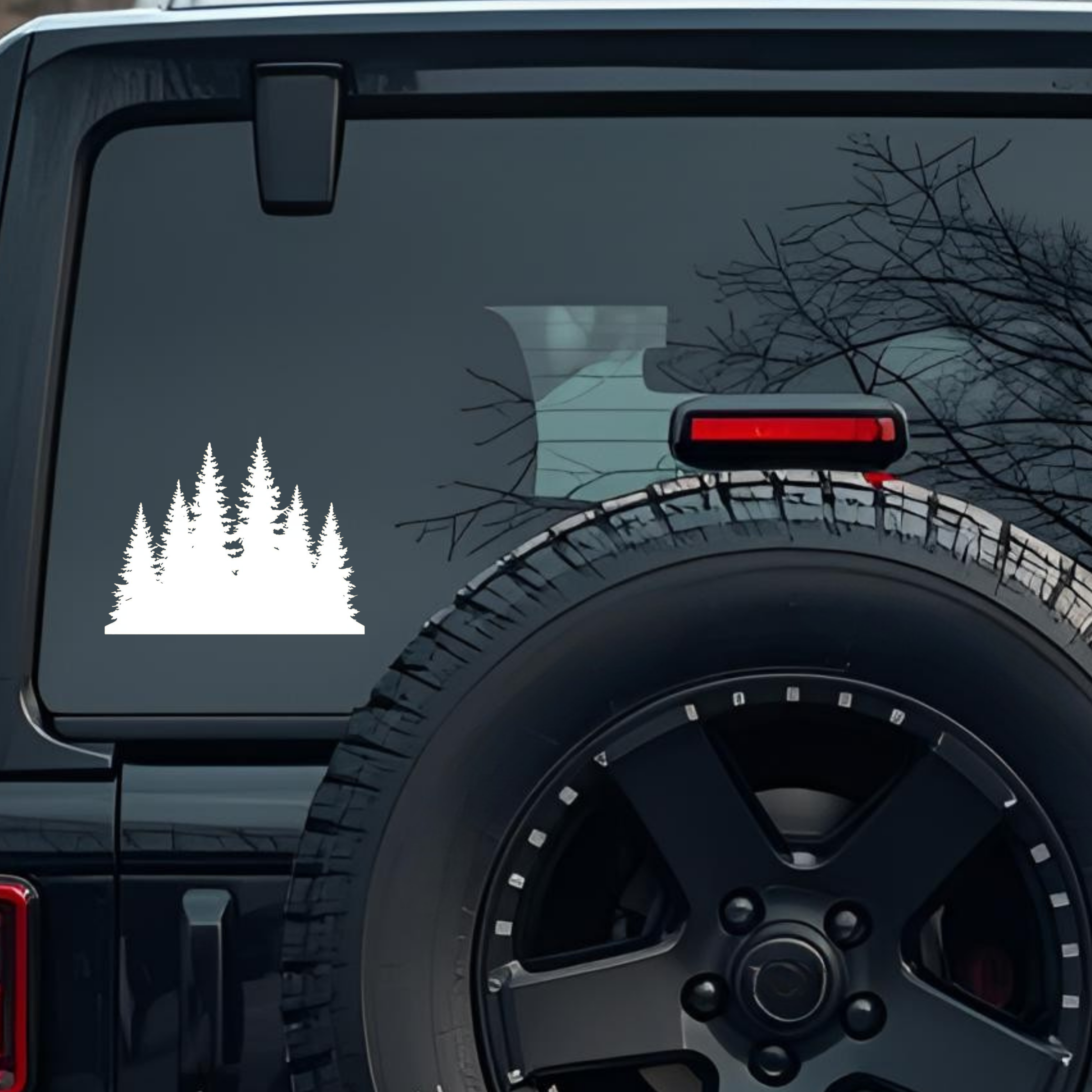 Pine Tree Forest Large 6 inch Premium Decal Sticker For Car Bumper Window Rear Windshield Stickers, 