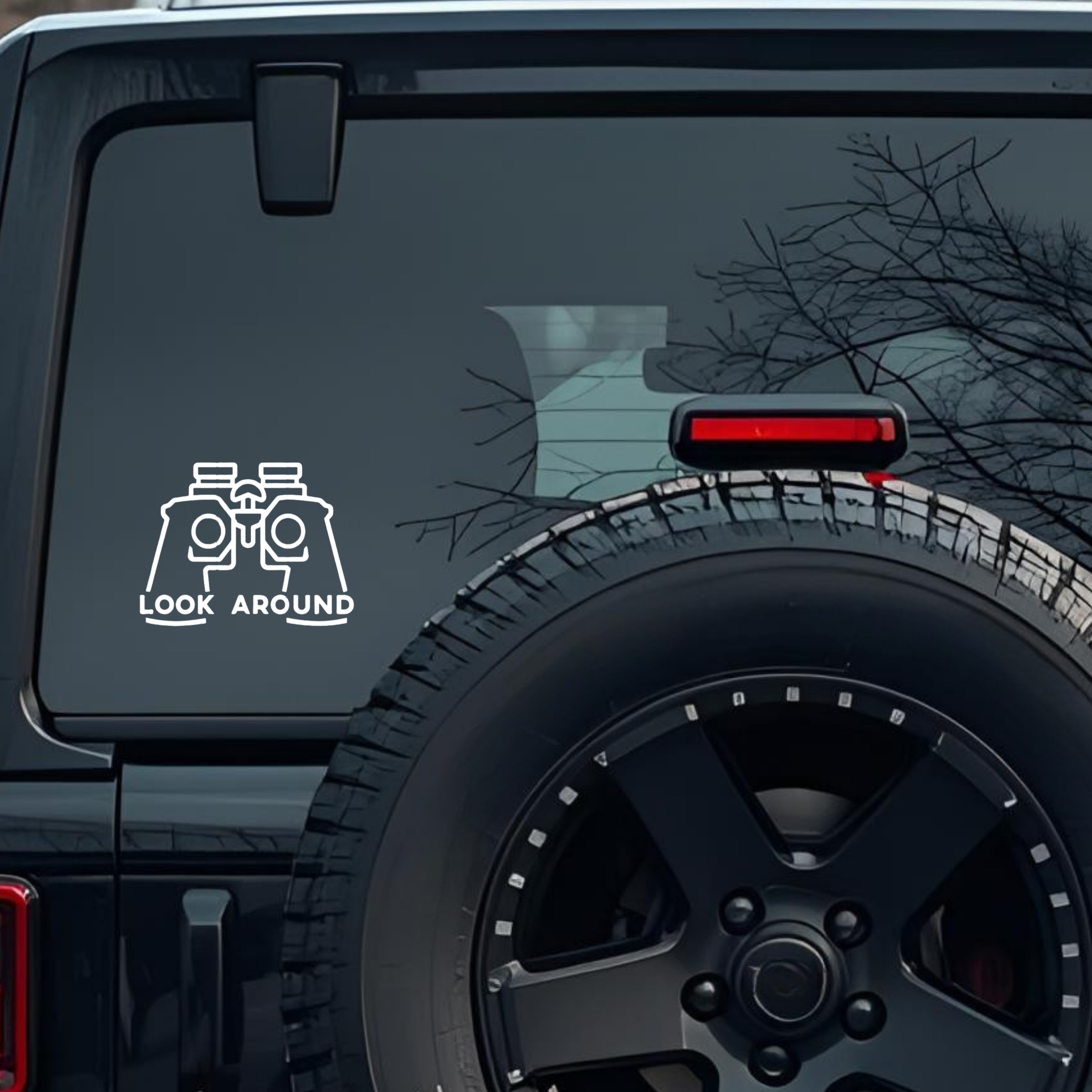 Look Around Large 6 inch Premium Decal Sticker For Car Bumper Window Rear Windshield Stickers, Warni