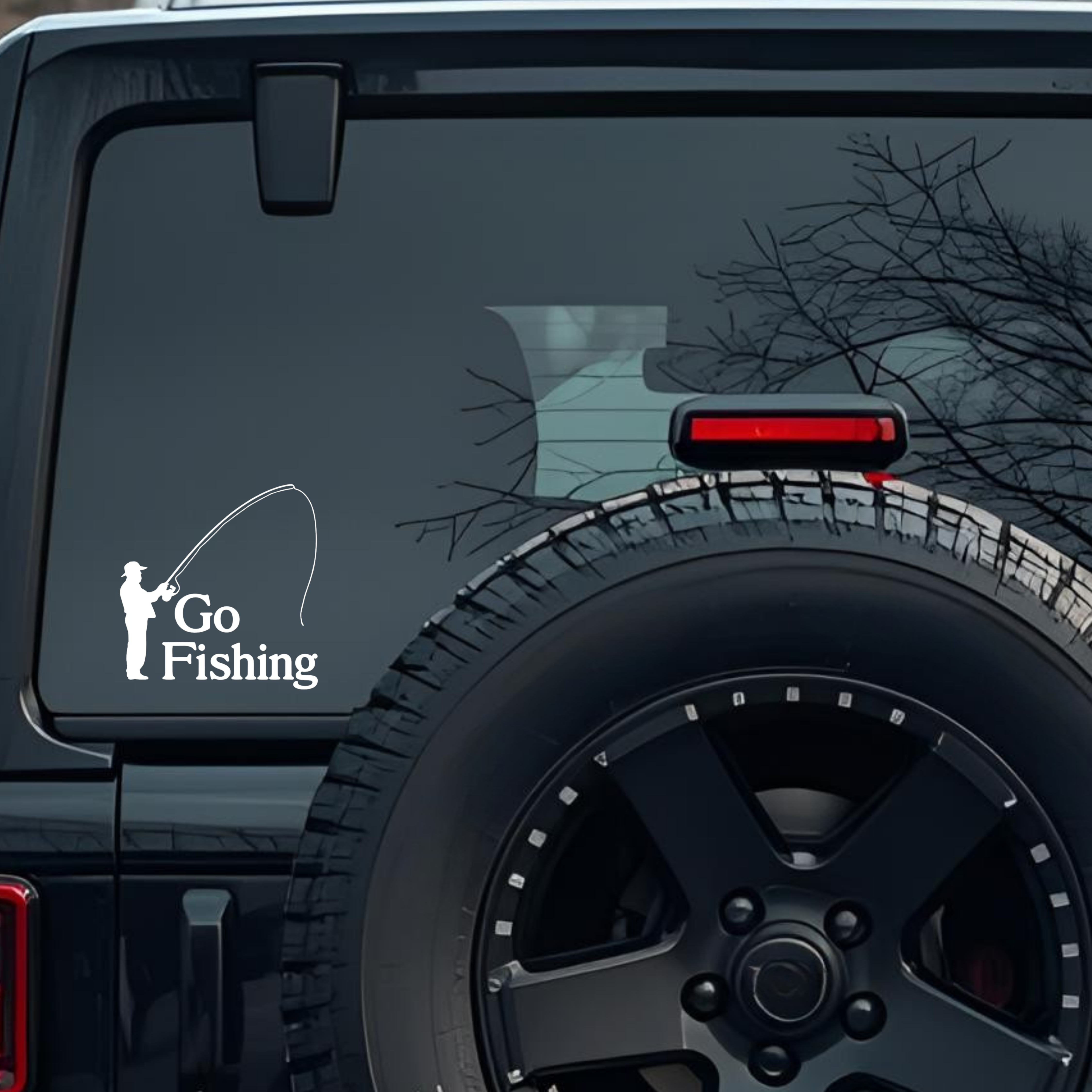 Go Fishing Large 6 inch Premium Decal Sticker For Car Bumper Window Rear Windshield Stickers, Warnin