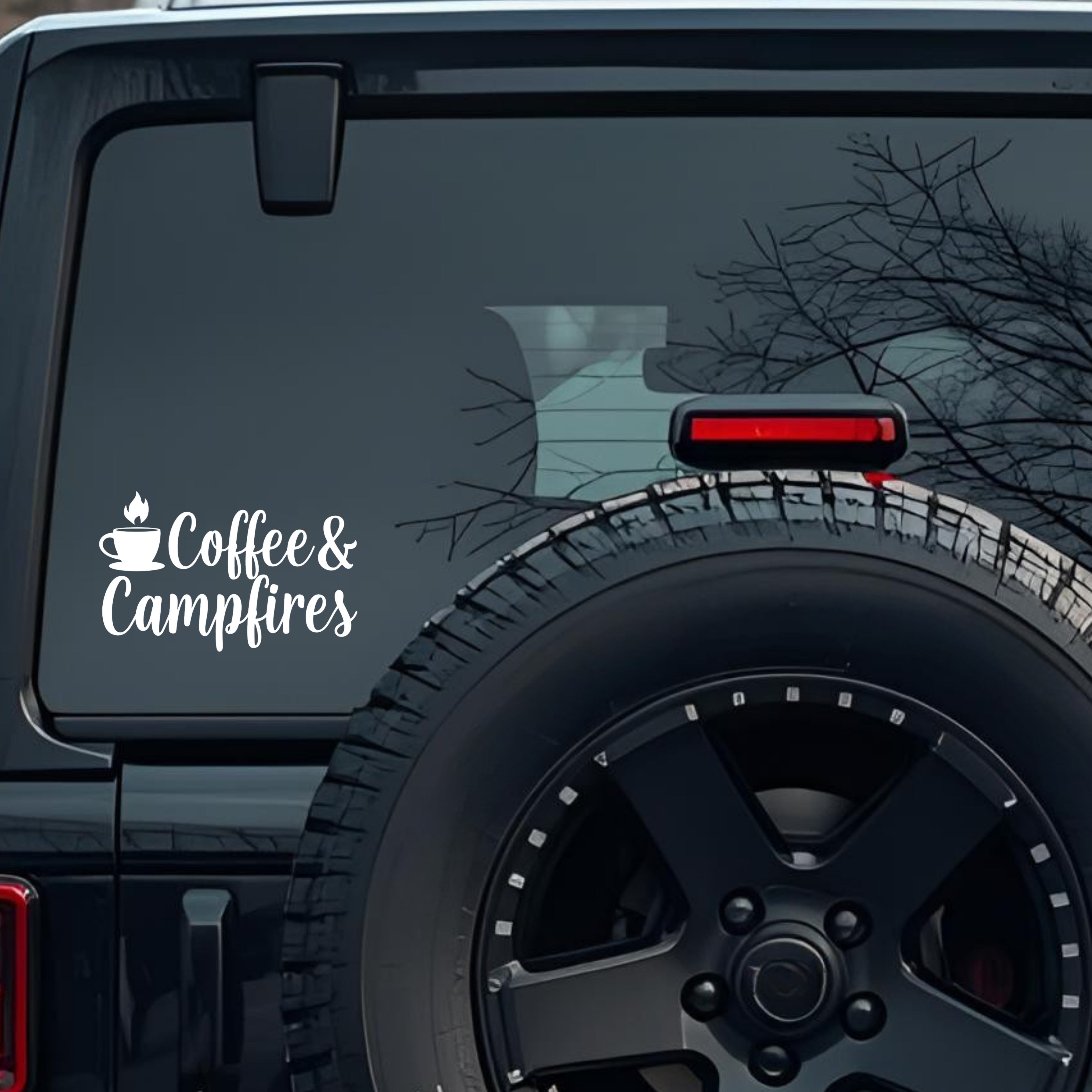 Coffee & Campfires Large 6 inch Premium Decal Sticker For Car Bumper Window Rear Windshield Stickers