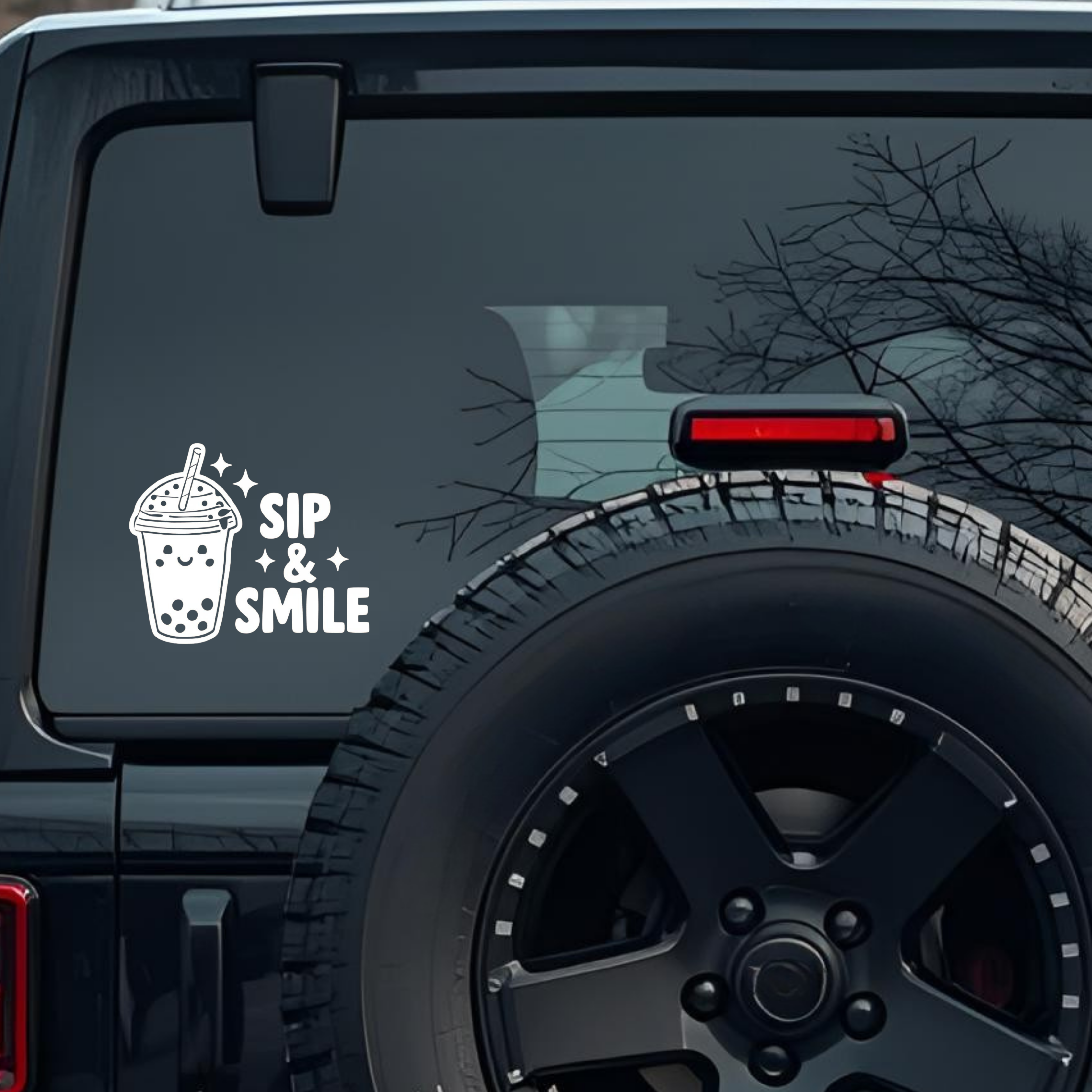 Sip & Smile Large 6 inch Premium Decal Sticker For Car Bumper Window Rear Windshield Stickers, Warni