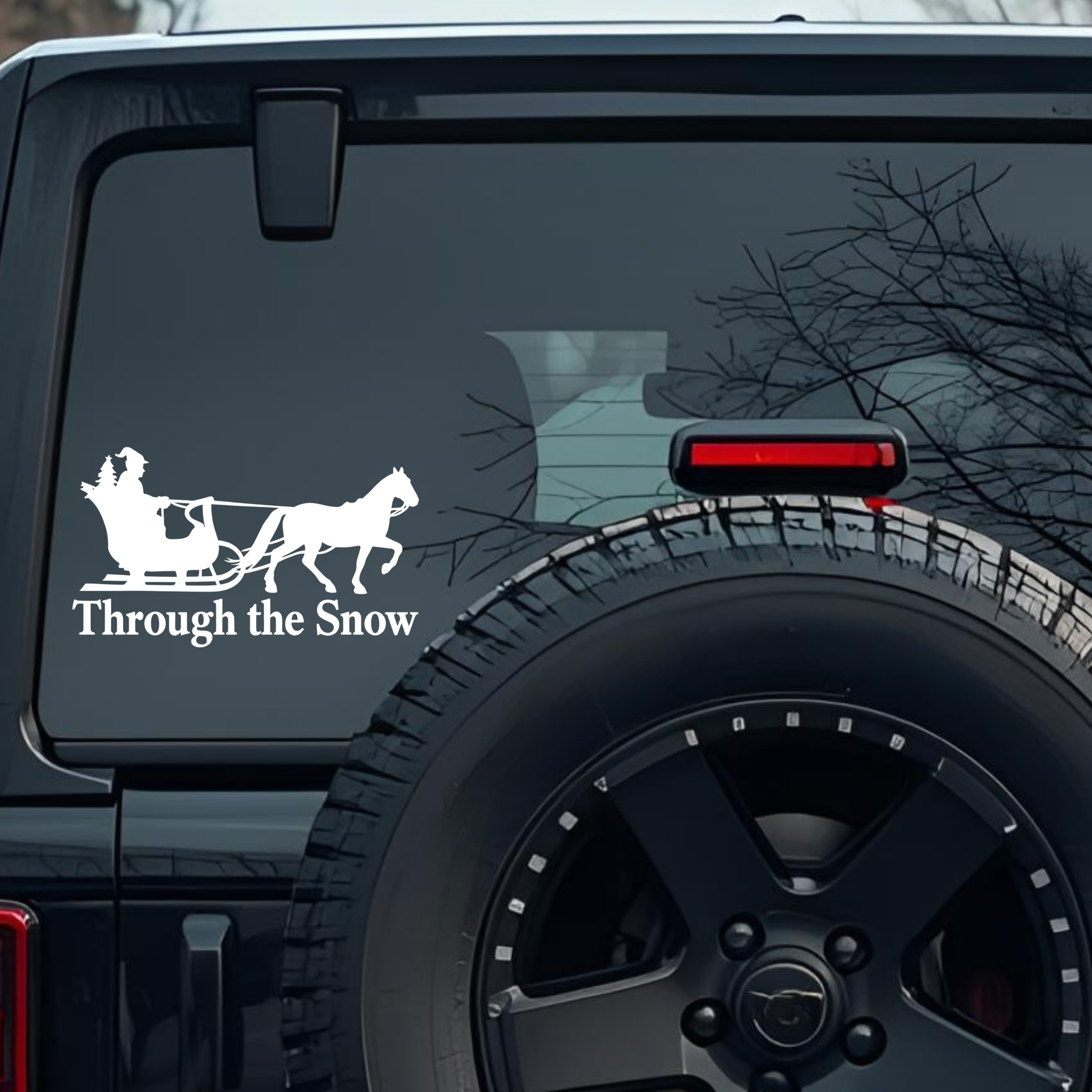 Through the Snow Large 6 inch Premium Decal Sticker For Car Bumper Window Rear Windshield Stickers, 