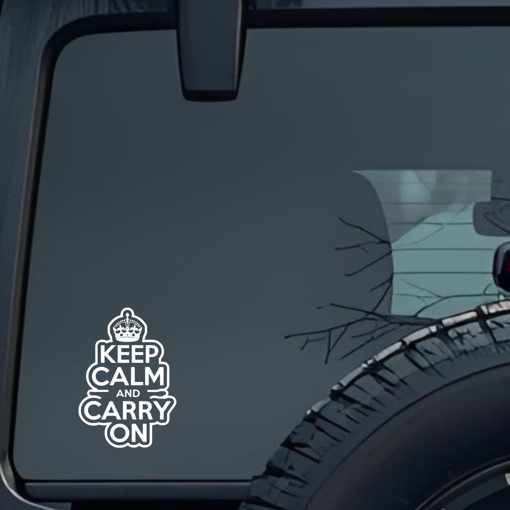Keep Calm and Carry on Large 6 inch Premium Decal Sticker For Car Bumper Window Rear Windshield Stic