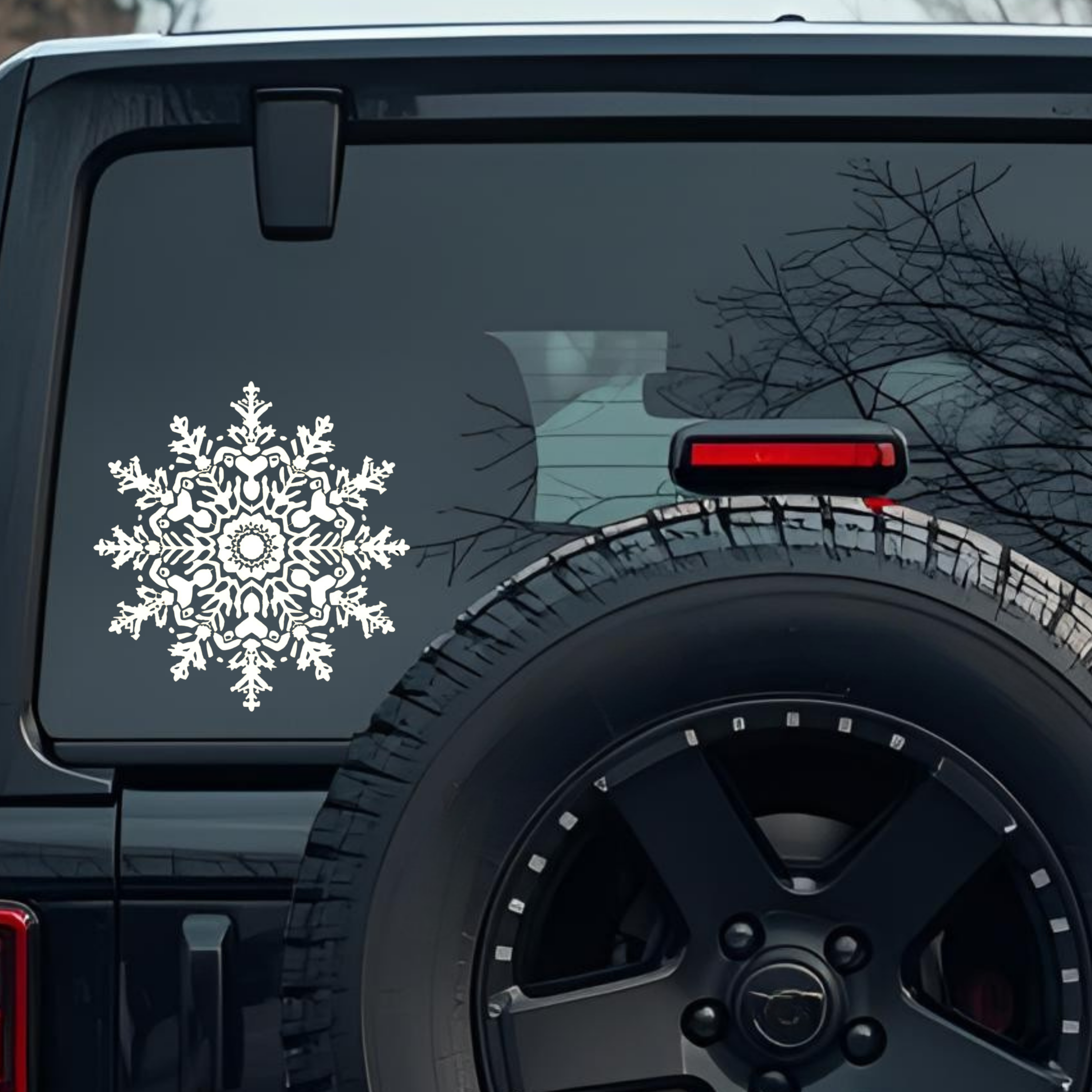 Snowflake Medium Lace Large 6 inch Premium Decal Sticker For Car Bumper Window Rear Windshield Stick