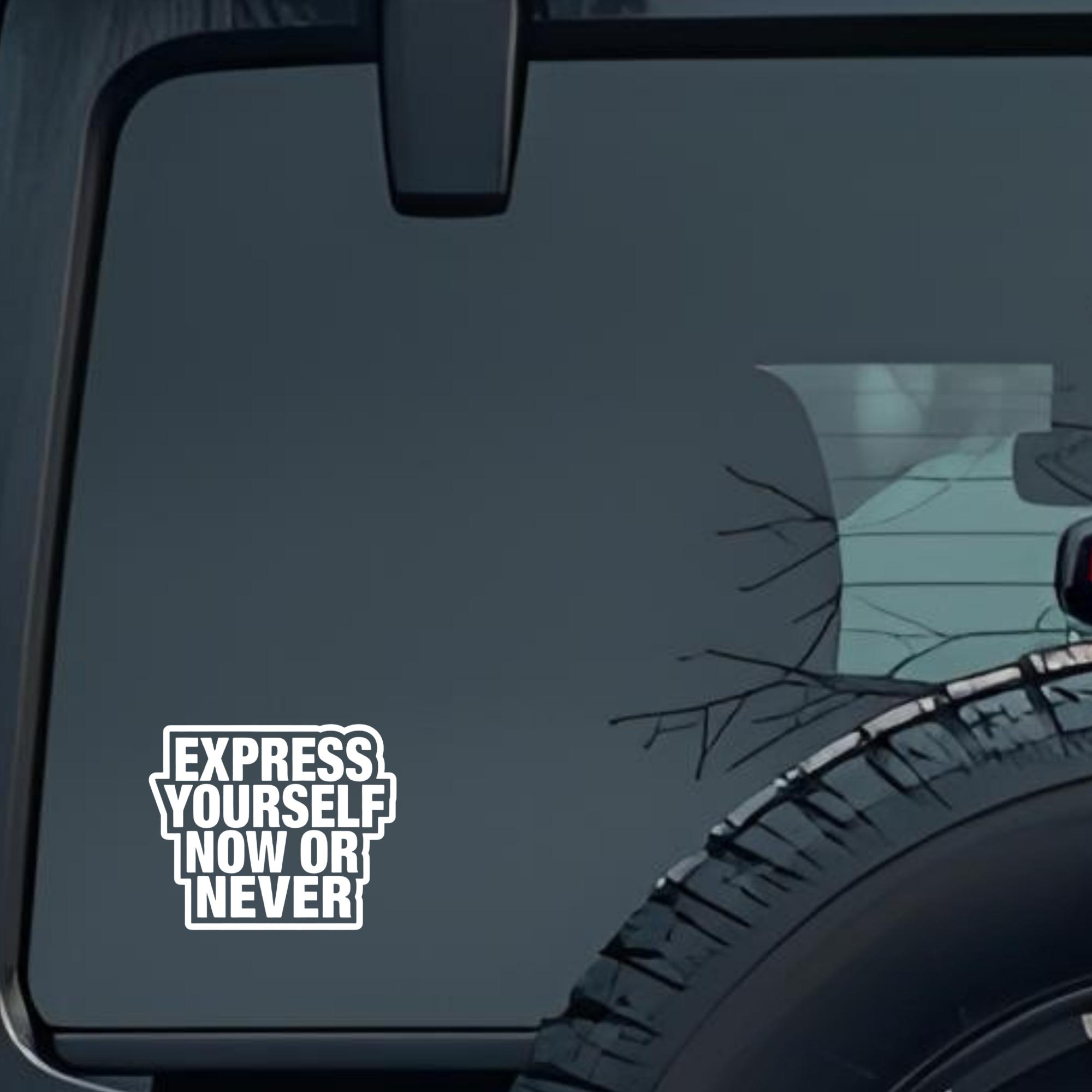 Express Yourself Now or Never Large 6 inch Premium Decal Sticker For Car Bumper Window Rear Windshie