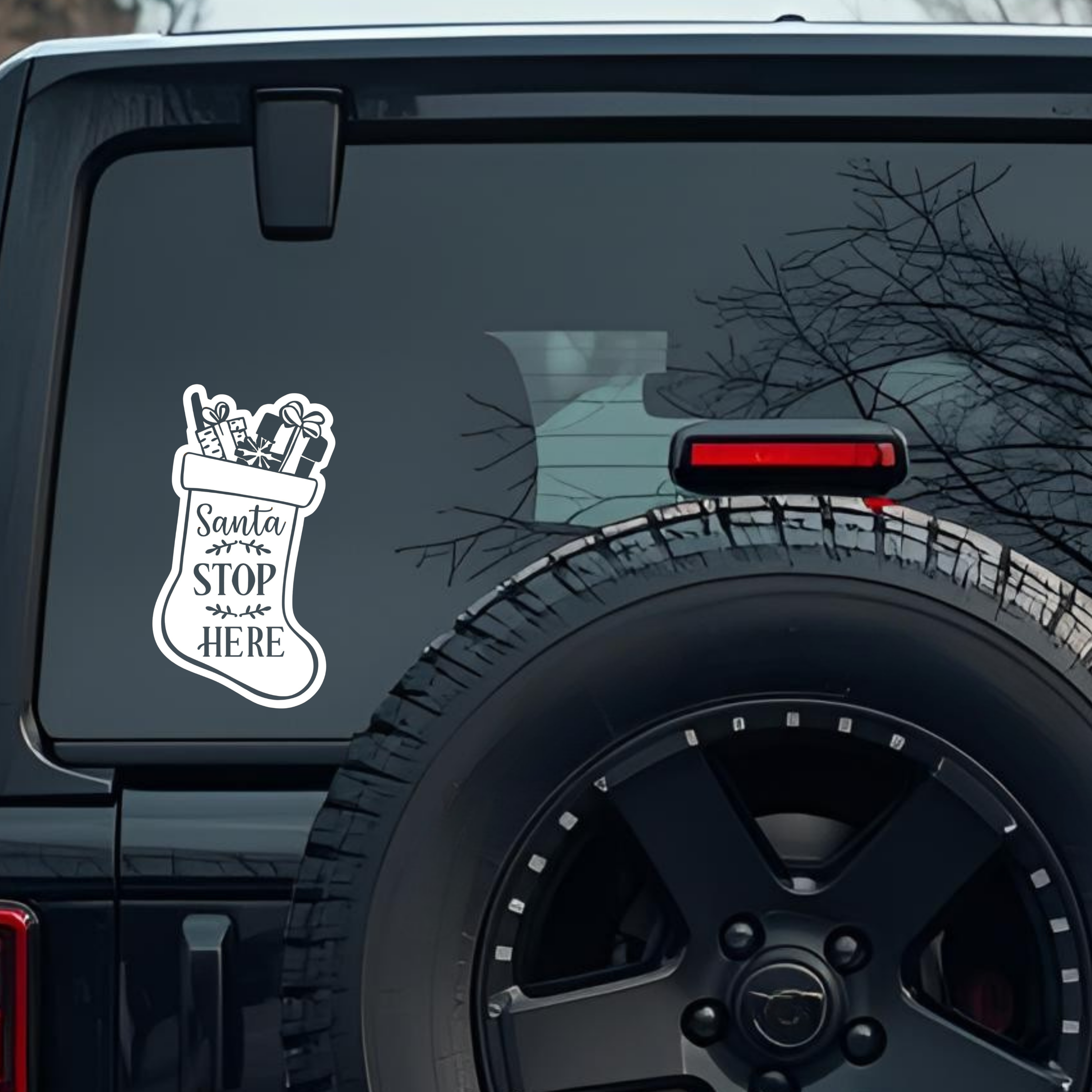 Santa Stop Here Large 6 inch Premium Decal Sticker For Car Bumper Window Rear Windshield Stickers, W